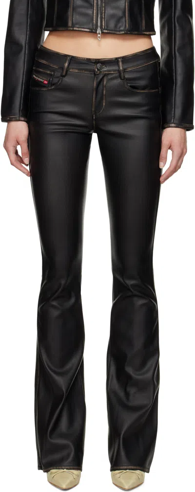 Diesel Black P-stellar-q1 Faux-leather Trousers