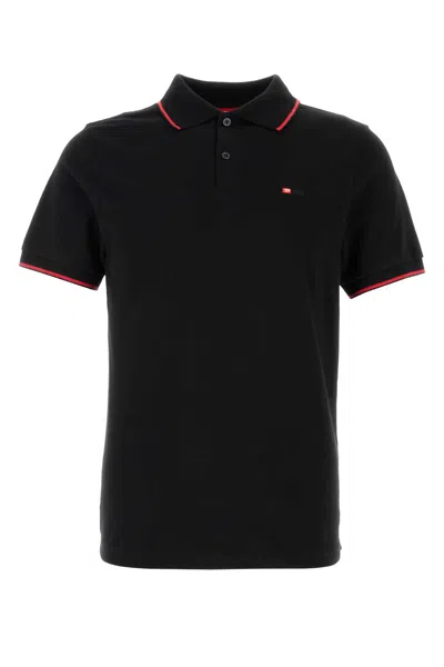 Diesel Men Black Piquet Polo Shirt