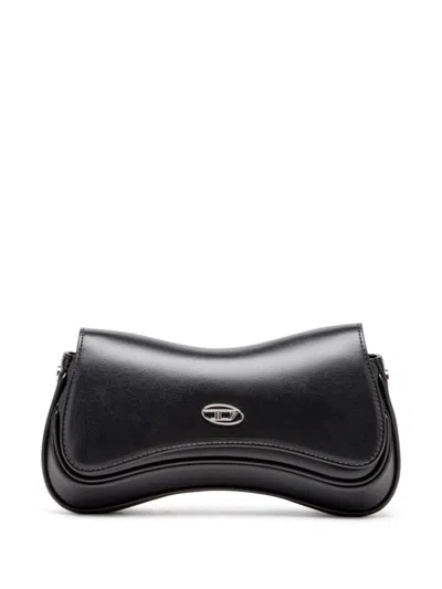 Diesel Curved Silhouette Clutch With Adjustable Strap In Black