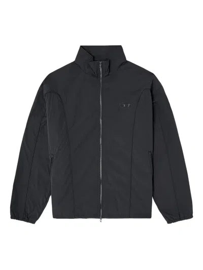 Diesel Black Polyamide Jackets In Blue