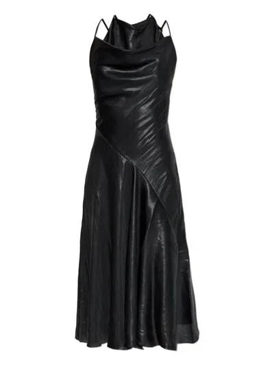 Diesel Black Polyester Coated Dress In Multi