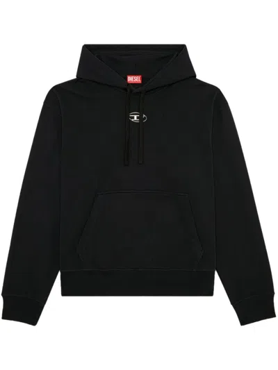 DIESEL DIESEL BLACK RELAXED FIT HOODED SWEATER WITH KANGAROO POCKET