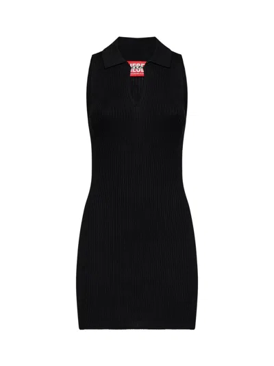 Diesel Black Ribbed Knit M-lilma Mini Dress