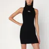 Diesel High Neck Fitted Mini Dress With Ribbed Texture In Black