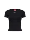 Diesel Women Black Ribbed Stretch Jersey T-ele-long-od T-shirt In Black