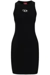 Diesel Black Ribbed Viscose Dress With Wide Neckline In Black