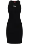 Diesel Black Ribbed Viscose Dress With Wide Neckline