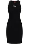 Diesel Black Ribbed Viscose Dress With Wide Neckline In Black