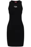 Diesel Black Ribbed Viscose Dress With Wide Neckline