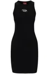 Diesel Black Ribbed Viscose Dress With Wide Neckline In Black