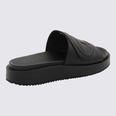 Diesel Black Rubber Slides In White