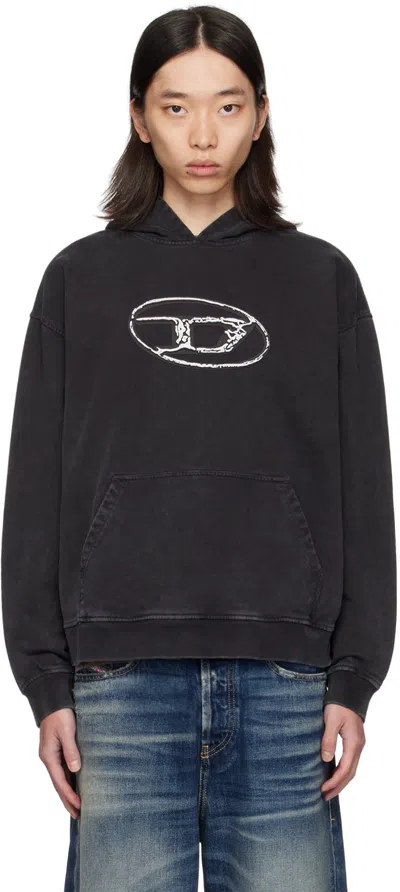 Diesel Cotton Sweatshirt With Frontal Oval-d Logo In Black