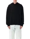 Diesel S-macs-hood-megoval-d Relaxed Fit Black Hoodie In Black