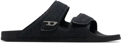 Diesel Black Sa-lax D X Sandals In Animal Print