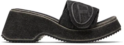 Diesel Black Sa-oval D Pf W Heeled Sandals In H1939