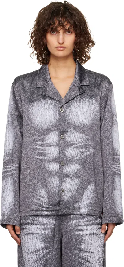 Diesel Black Savage X Fenty Edition Stains & Trompe Pyjama Top In 9dr