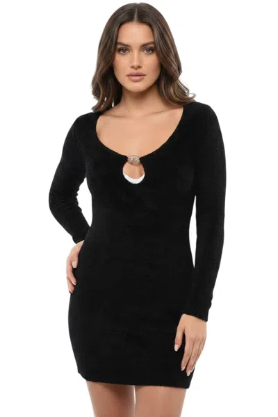 Diesel Black Scoop Neck Mini Dress In Animal Print