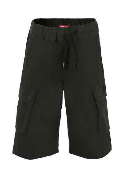 Diesel Kids' Black Shorts For Boy With Logo