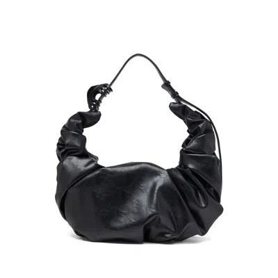 Diesel Grab-d L-large Scrunched Hobo Bag In Shiny Pu In Black