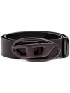 Diesel Smooth Leather Belt Oval-d Buckle In Black