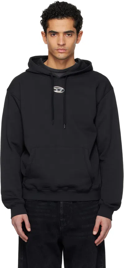 Diesel S-norm-hood-iod Oval D Hoodie In Black