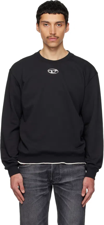 Diesel Mens 900 S-norm-iod Crewneck Cotton-jersey Sweatshirt In Black
