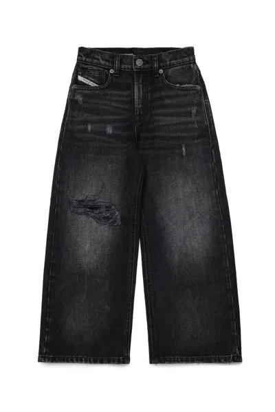 Diesel Kids' Black Straight Jeans With Rips