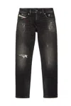 Diesel Black Straight Joggjeans With Abrasions In Black