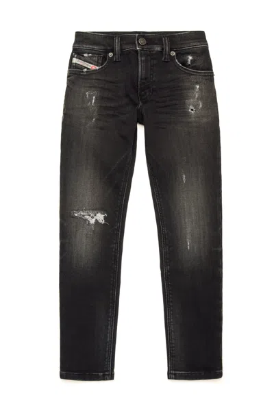 Diesel Kids' Black Straight Joggjeans With Abrasions
