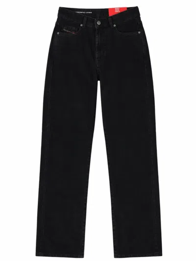 Diesel Black Straight Mid Rise Jeans
