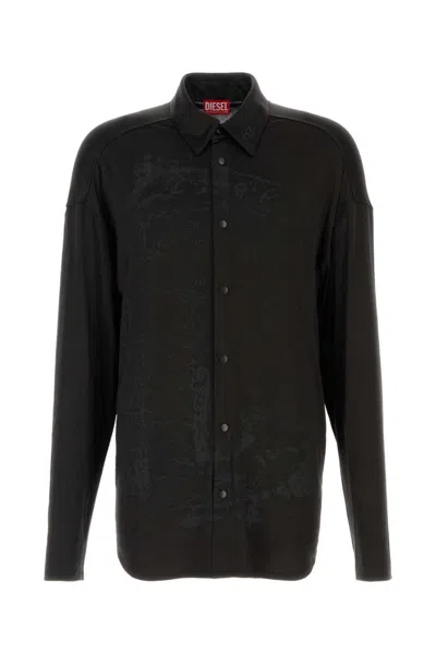 DIESEL BLACK STRETCH ACETATE S-FREDERIC SHIRT