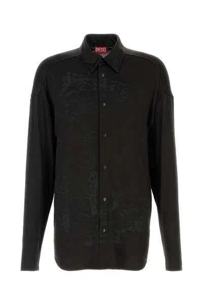 Diesel Black Stretch Acetate S-frederic Shirt