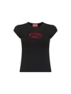 Diesel Women Black Stretch Cotton T-angie T-shirt In Black