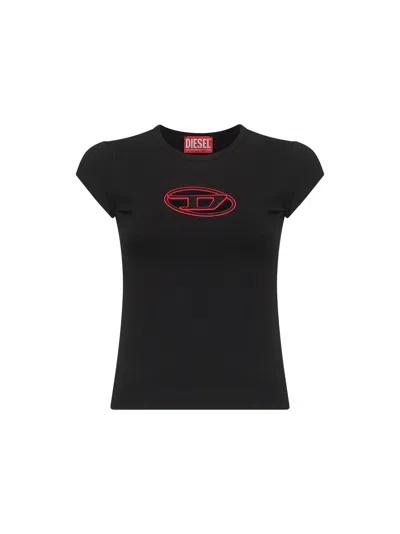 Diesel Women Black Stretch Cotton T-angie T-shirt