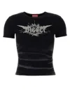 Diesel Black Stretch Cotton T-ele-long T-shirt In Black