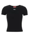 Diesel Black T-shirt With Logo On The Front And Ribbed Design In Cotton Woman In Black
