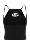Diesel T-wilight Black Top With Halterneck And Oval D Logo Plaque On The Front In Wool Blend Woman