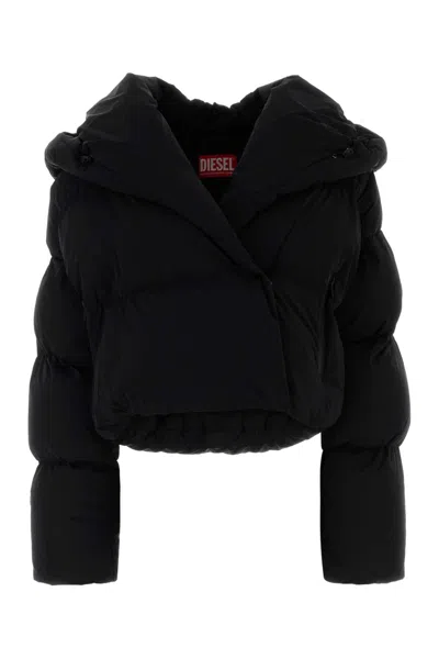 DIESEL BLACK STRETCH POLYESTER W-ILEY PADDED JACKET