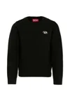 Diesel Pullover Misto Lana E Cashmere Con Patch In Black