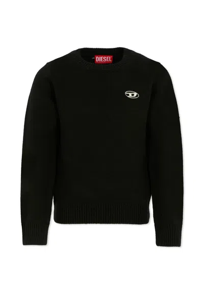 DIESEL BLACK SWEATER FOR BOY WITH LOGO