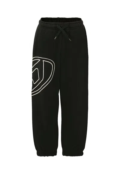 Diesel Kids' Black Sweatpants For Boy With White Logo