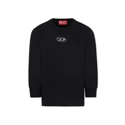 Diesel Kids' Black Sweatshirt For Boy With Logo