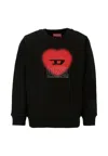 Diesel Black Sweatshirt For Girl With Heart In Black