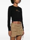 Diesel T-shirt A Maniche Lunghe Con Logo Cut-out In Black
