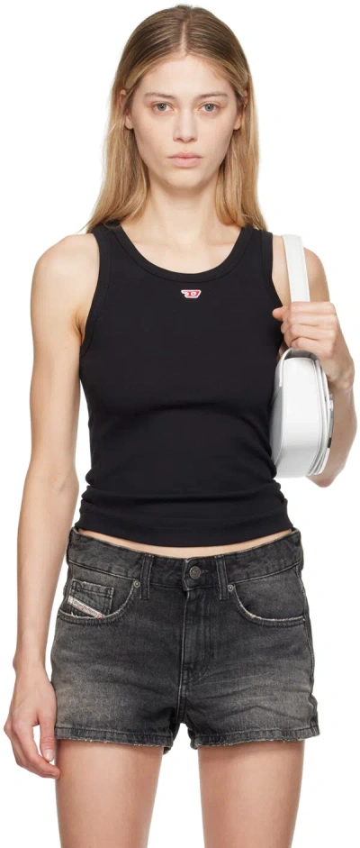 Diesel Tank Top With Embroidered D Patch In Nero