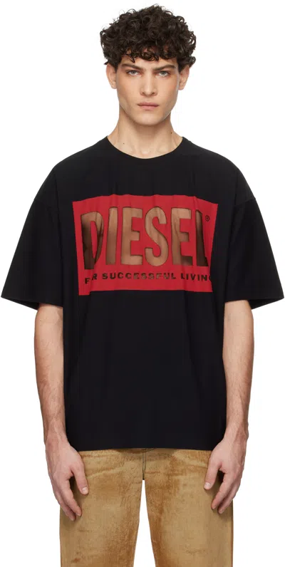 Diesel Black T-boxt-s4 T-shirt In 9xx