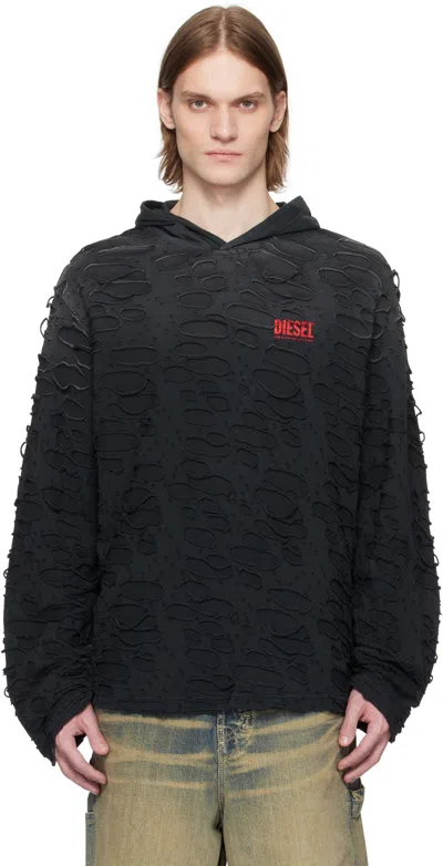 Diesel Black T-crane-ls-hood Hoodie In Grey