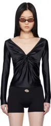 Diesel Long Sleeved Gathered V-neck Top With Chintz Finish In 9xx