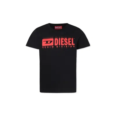 Diesel Kids' Black T-shirt For Boy With Logo