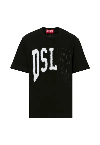 Diesel Kids' Black T-shirt For Boy With Logo